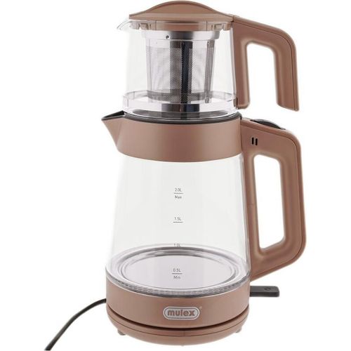 Mulex Tee Express 2-in-1 Teekocher & Wasserkocher aus Glas - 1L + 2L - Kupfer