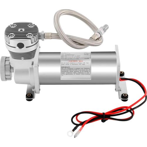 Tragbares Hochdruck-Luftkompressor-Set - 12 V Kompressor für Auto & Motorrad - 200 PSI - 50 L/min - 200–300 W - Kupfermotor mit Überhitzungsschutz - Silber