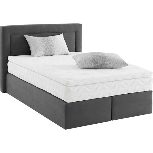 Boxspringbett, grau (anthrazit), B:155cm L:210cm, WESTFALIA SCHLAFKOMFORT, Komplettbetten, Boxspringbett, wahlweise mit Bettkasten und Topper