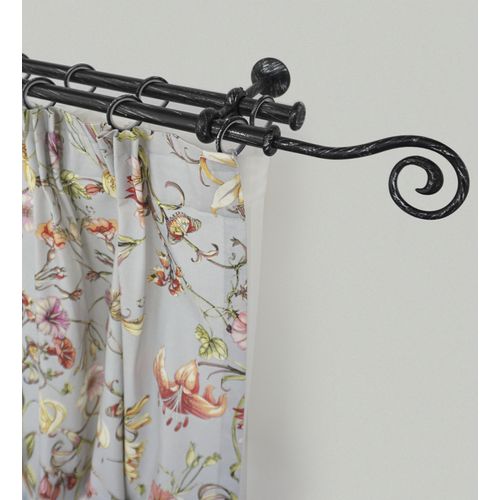 Gardinenstange GARESA "ESPERANCA", schwarz, L:190cm Ø:16mm, Metall, Gardinenstangen, Gardinenstange, rustikale Vorhanggarnitur, verlängerbar, Eisen, Endk. Spirale