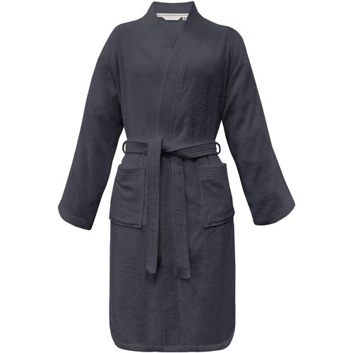 Bademantel TOM TAILOR HOME "Kimono COLOR BATH" Gr. XL, grau (anthrazit), XL, Frottier, Hausmäntel, Bademantel