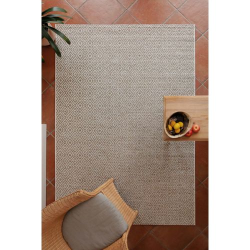 Teppich WECON HOME "Miami Beach", sand beige, B:280cm H:5mm L:380cm, Polypropylen, Teppiche, Teppich, In- & Outdoor Teppich, wetterfest, modernes Rauten Muster, Balkon