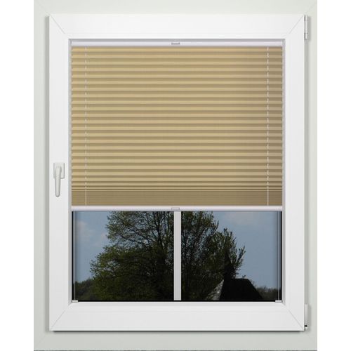 Plissee INDEKO "simple", braun (lattemacciato, weiß), B:64cm H:220cm, Obermaterial: 94% Polyester, 6% sonstige Fasern, Plissees, Plissee, nach Maß