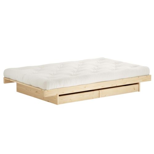 Bettgestell KARUP DESIGN "Kanso Bed, Stauraumbett, Bett mit oder ohne Schubladen", beige (kiefer natur), B:92cm H:25cm L:200cm, Betten, Bettgestell, Bett mit/ohne Schubladen, inkl Lattenrost, FSCzertifiert