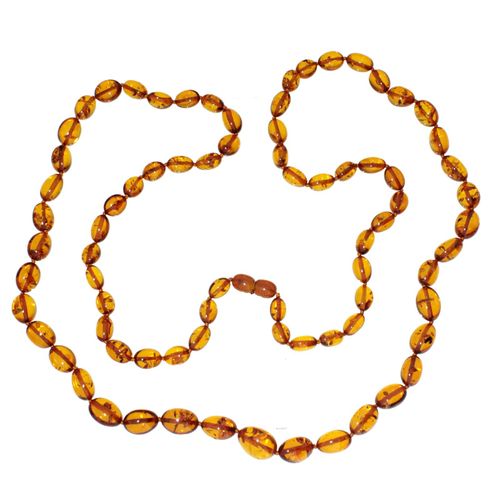 Kette ohne Anhänger OSTSEE-SCHMUCK "- Olive XXL-100 cm- - Bernstein -" Gr. 100, braun (braun, bernsteinfarben), Halsketten, Damen, Bernstein, Kette ohne Anhänger