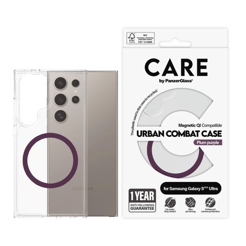 CARE BY PANZERGLASS Handyhülle "Magnetic QI Compatible Urban Combat Case für Samsung Galaxy S25 Plus", lila, B:11cm H:2,5cm T:20cm, Hüllen, Backcover, Schutzhülle, Handyschutzhülle, Case, Schutzcase, stoßfest, Handyhülle