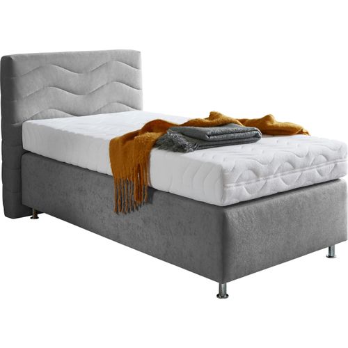Boxspringbett "Sigma", grau, B:135cm L:210cm, Bezug Bett: Microvelours (100% Polyester) oder Feinstruktur (100% Polyester);Bezug Bonnell-Federkernmatratze: 100% Polyester;Bezug Kaltschaummatratze: 100% Polyester;Bezug Tonnentaschenfederkernmatratze: 80% Baumwolle, 20%Polyester, WESTFALIA SCHLAFKOMFORT, Komplettbetten, Boxspringbett