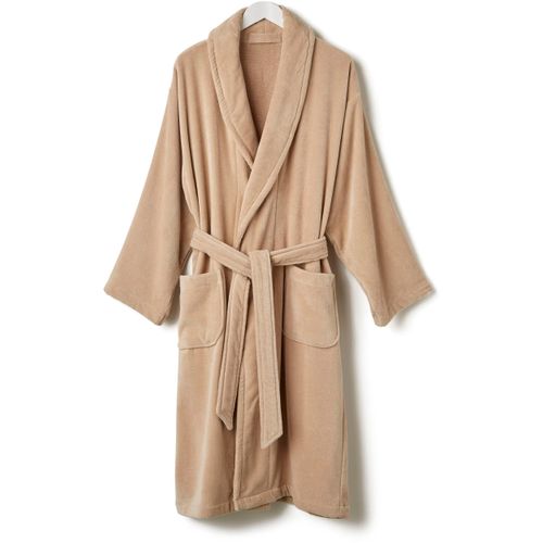 Bademantel CHRISTY "Christy Supreme" Gr. M, grau (stone), L:115cm, Baumwolle, Hausmäntel, Bademantel, 100% Baumwolle, 400g/m², 1 Stk