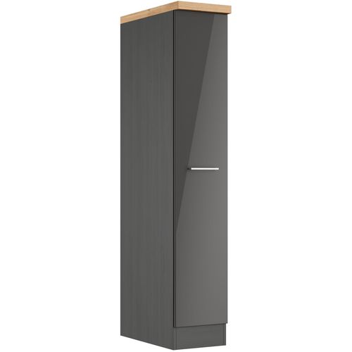 Apothekerschrank KOCHSTATION "KS-Milan", grau (grau hochglanz), B:30cm H:166cm T:60cm, MDF, Schränke, Apothekerschrank, Apothekerschrank 30 cm, matte oder hochglänzende Fronten