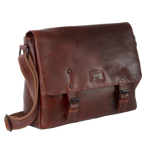 Schultertasche MUSTANG "Natal", Herren, Gr. B/H/T: 37cm x 27cm x 11cm, braun (cognac), Leder, Taschen Schultertasche