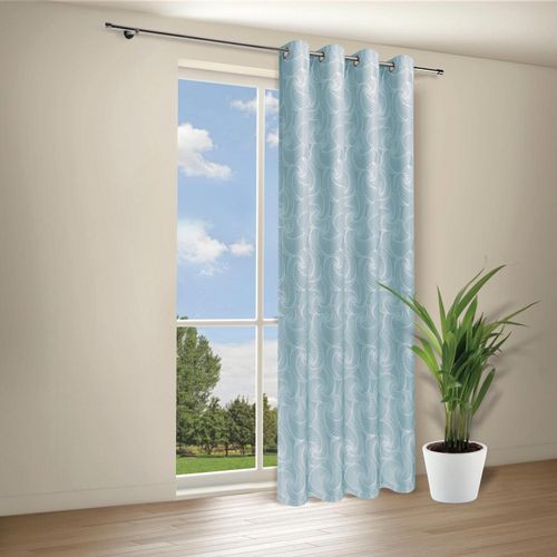 Vorhang GERSTER "Deniz" Gr. 1, blau, B:140cm H:245cm, Wirkware, Polyester, Gardinen, Vorhang, Deko-Ösenschal "Deniz"