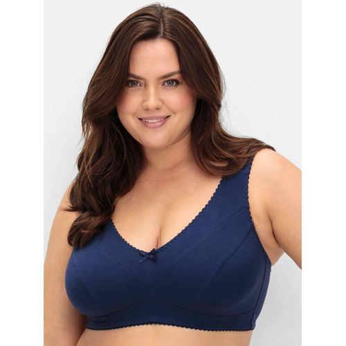 Entlastungs-BH SHEEGO, Damen, Gr. 90, Cup C, blau (marine), 90% Baumwolle, 6% Elasthan, 4% Polyamid, BHs Entlastungs-BH