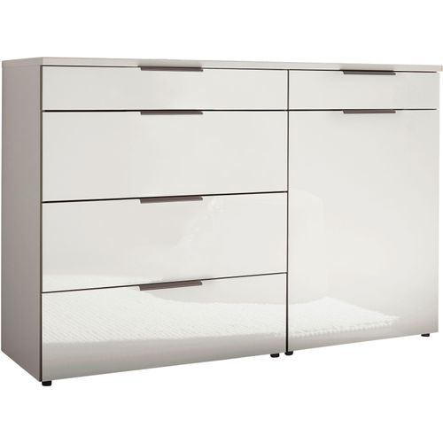 Kombikommode WIEMANN "Como", weiß (weiß, dekor, glas weiß, schiefer), B:120cm H:91,2cm T:43cm, Floatglas, Holzwerkstoff, Metall, Sideboards, Kombikommode, vormontiert