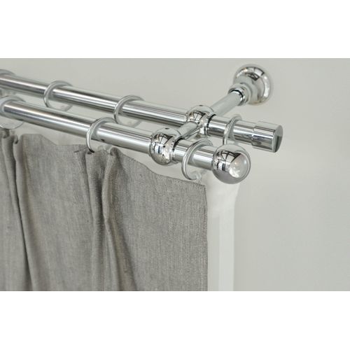 Gardinenstange GARESA "ANDREA", grau (chromfarben), L:330cm Ø:20mm, Metall, Gardinenstangen, Gardinenstange, Vorhanggarnitur, verlängerbar, Endknopf Kugel kurz, mit Ringen