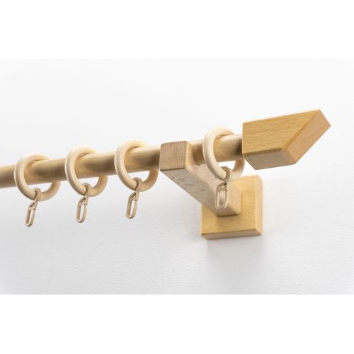 Gardinenstange GARESA "CUBUS", beige (natur), L:270cm Ø:20mm, Holzwerkstoff, Gardinenstangen, Gardinenstange, Vorhanggarnitur, verlängerbar, Endknopf abgeschrägt, mit Ringe