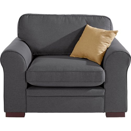 Sessel HOME AFFAIRE "Broughton", grau (anthrazit), B:128cm H:93cm T:95cm, 100% Polyester, Sessel, Sessel, weiche Polsterung, passend zur Serie "Broughton", in 3 Bezugsarten