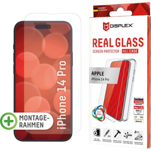 DISPLEX Displayschutzglas "Real Glass + Case - iPhone 14 Pro", transparent, B:12cm H:6cm T:25mm, Displayfolien, Displayschutzglas