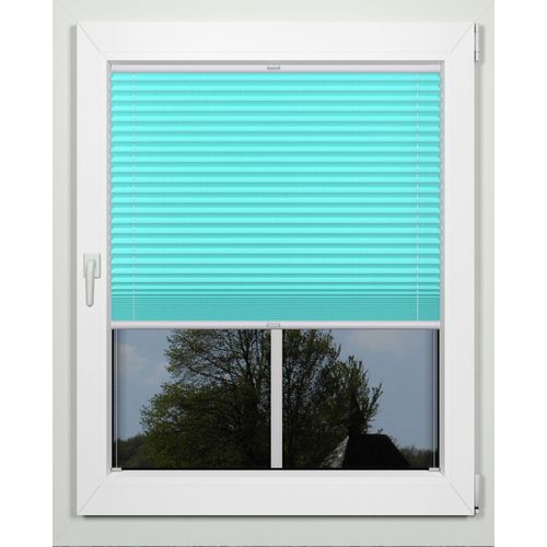 Plissee INDEKO "simple", blau (türkis, weiß), B:110cm H:100cm, Obermaterial: 94% Polyester, 6% sonstige Fasern, Plissees, Plissee, nach Maß