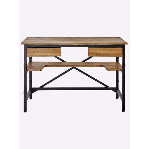Schreibtisch HEINE HOME, schwarz (natur, schwarz), B:120cm H:78cm T:48cm, Tische, Schreibtisch