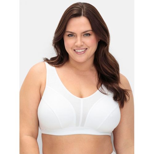 Bügelloser BH SHEEGO, Damen, Gr. 11,5, Cup C, weiß, 90% Baumwolle, 6% Elasthan, 4% Polyamid, BHs Bügelloser BH