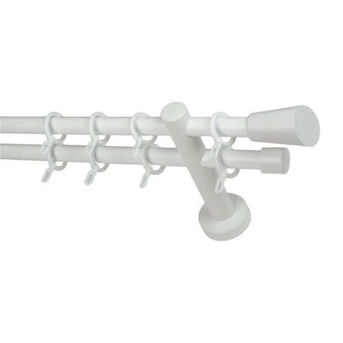 Gardinenstange GARESA "CLASSICO MOLIS", weiß, L:470cm, Gardinenstangen, Gardinenstange, Vorhanggarnitur, verlängerbar, Wandmontage, Keil, mit Ringe und Haken