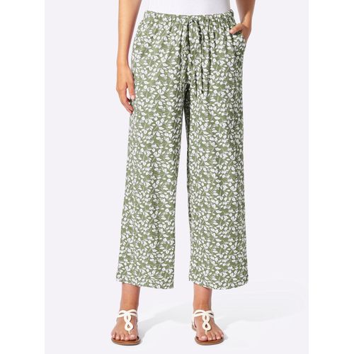 Culotte CLASSIC BASICS, Damen, Gr. 46, Normalgrößen, schilf, weiß, bedruckt, 100% Baumwolle, geblümt, gemustert, mehrfarbig, 7/8-Länge, Hosen Culotte