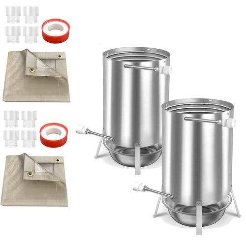 TRMLBE 2 St¹ck Poolheizung Feuertonne Edelstahl Pool Heizung mit Feuerfeste Matte und Ascheschale, 32/38mm Anschl¹sse Pool beheizt Eimer, f¹r Pool Wasser Heizung Grillen, Silber