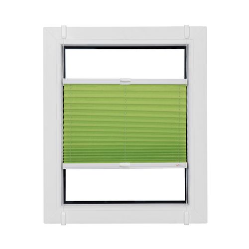 Plissee SUNLINES "Start-up Style Crush", grün (apfelgrün, weiß, weiß), B:110cm H:130cm, Obermaterial: 80% Polyester, 15% Metall, 5% Kunststoff, Plissees, Plissee, nach Maß