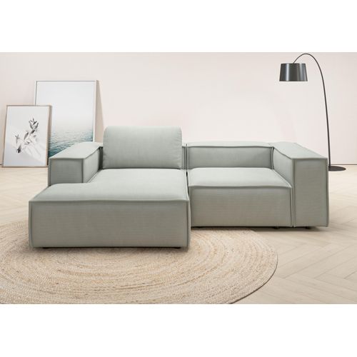 Ecksofa HOME AFFAIRE "Watertown, kompakte L-Form, 246 cm breite für kleinere Räume", silber, B:246cm H:68cm T:171cm, 100% Polyester, Sofas, Ecksofa, modernes Ecksofa mit Feincordbezug, platzsparend & bequem