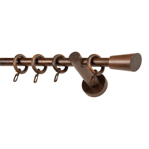 Gardinenstange GARESA "CLASSICO MOLIS", braun (nussbaumfarben), L:380cm, Gardinenstangen, Gardinenstange, Vorhanggarnitur, verlängerbar, Wandmontage, Keil, mit Ringe und Haken