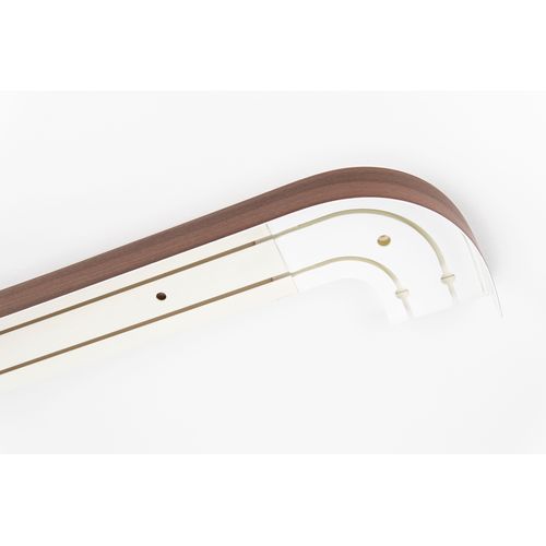 Schienensystem GARESA "Kunststoffschiene mit Blende", braun (nussbaum), L:210cm, Kunststoff, Gardinenstangen, Schienensystem, seitlich mit 2 Rundbögen (kein Spalt zwischen Vorhang und Wand)