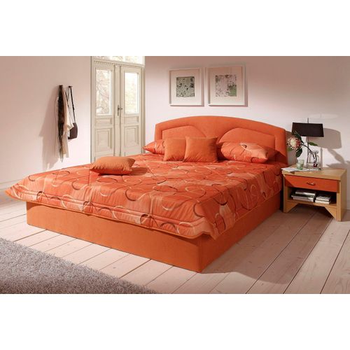 Polsterbett, orange (terrakotta), B:112cm L:212cm, Bezug Bett: Microfaser (100% Polyester);Bonnell-Federkernmatratze: 51% Polypropylen, 39% Polyester und 10% Baumwolle;Kaltschaummatratze: 100% Polyester, Bezug abnehm- und waschbar bis 60C, WESTFALIA SCHLAFKOMFORT, Betten, Polsterbett, inkl. Bettkasten bei Ausführung mit Matratze