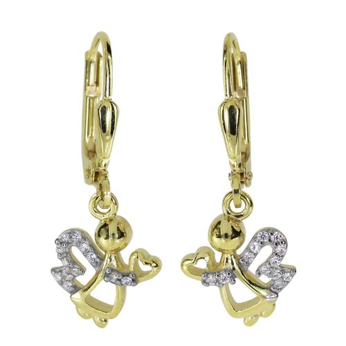 Paar Ohrhänger OSTSEE-SCHMUCK "- Engel - Gold 333/000 - Zirkonia" Gr. 25, gold (gold 333, goldfarben, gelb), Ohrringe, Damen, Gelbgold 333, Paar Ohrhänger