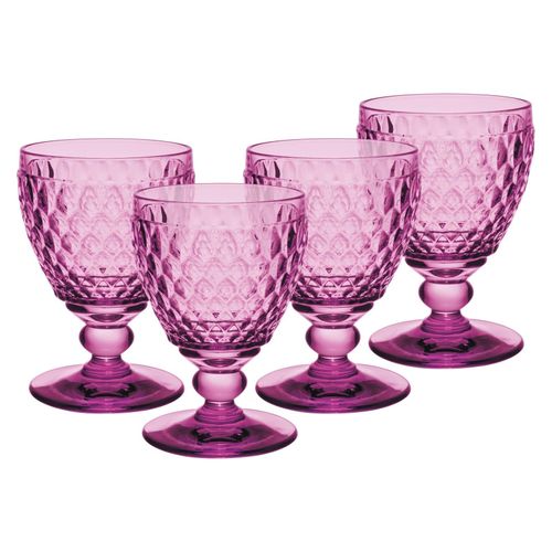 Weißweinglas VILLEROY & BOCH "Weißweingläser Boston Coloured 230 ml 4er Set", pink (berry), Glas, Trinkgefäße, Weißweinglas