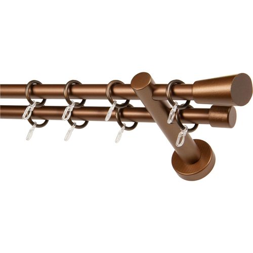 Gardinenstange GARESA "CLASSICO MOLIS", braun (bronzefarben), L:270cm, Gardinenstangen, Gardinenstange, Vorhanggarnitur, verlängerbar, Wandmontage, Keil, mit Ringe und Haken
