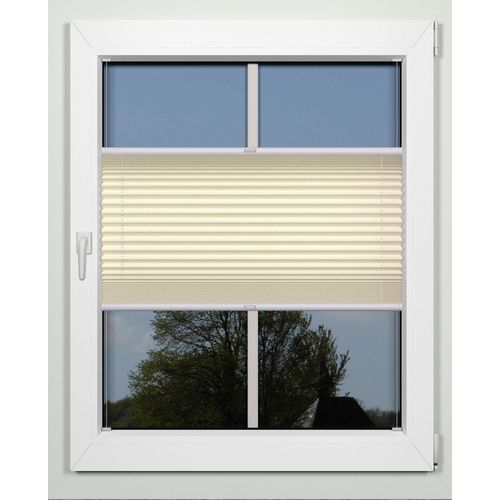 Plissee INDEKO "superior", beige (sand, weiß), B:55cm H:130cm, Obermaterial: 94% Polyester, 6% sonstige Fasern, Plissees, Plissee, nach Maß