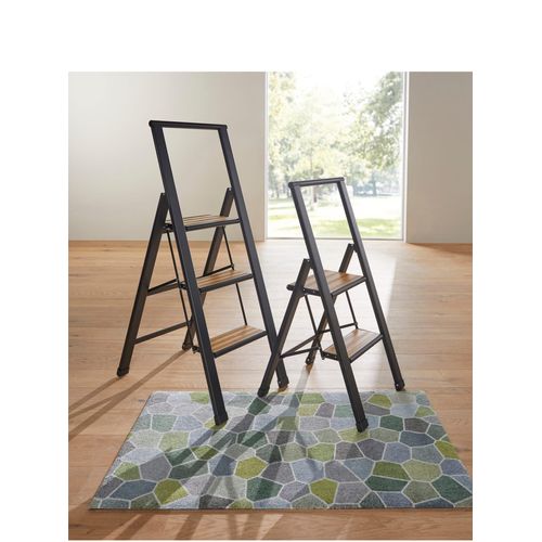 Trittleiter HEINE HOME, schwarz, braun, B:44cm H:94cm, Aluminium, Leitern, Trittleiter