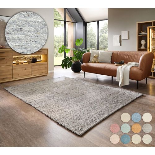 Wollteppich OTTO HOME "Pirker", beige (naturgrau), B:40cm H:12mm L:60cm, Schurwolle, Teppiche, Wollteppich, Wendeteppich, meliert, reine Wolle, handgewebt, Scandi, Wohnzimmer