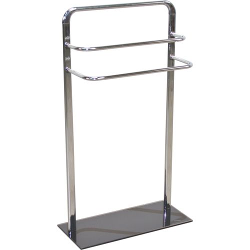 Handtuchhalter, grau (chromfarben), B:45cm H:80cm T:23cm, Metall, Sicherheitsglas (ESG), HOFMANN LIVING AND MORE, Handtuchhalter, Handtuchhalter, Standhandtuchhalter