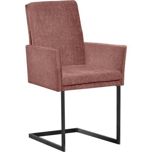 Armlehnstuhl K+W KOMFORT & WOHNEN, rosa (oldrose 90, schwarz), B:55cm H:96cm T:64cm, Stühle, Armlehnstuhl, stabiles Hochkantrohr, Untergestell in Edelstahloptik oder schwarz