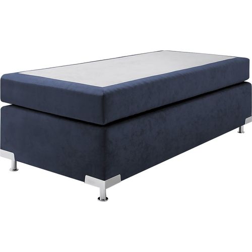 Boxspringbett "Holland", blau (navy), B:102cm L:201cm, Microvelours (100% Polyester), WESTFALIA SCHLAFKOMFORT, Komplettbetten, Boxspringbett, ohne Kopfteil, frei im Raum stellbar