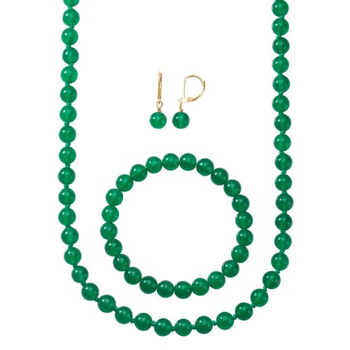 Collier-Set LADY, grün, Halsketten, Damen, N-Groesse, Glas, Collier-Set