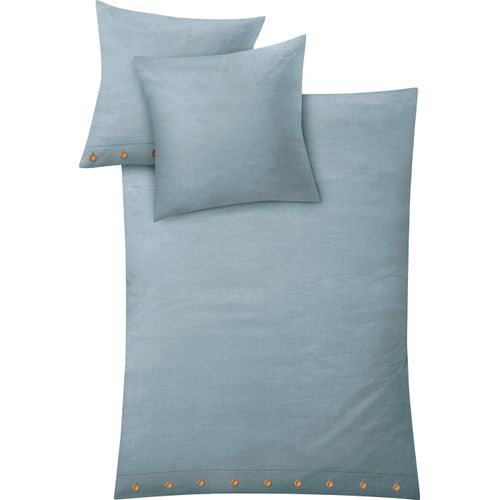 Bettwäsche KLEINE WOLKE "Leinna", blau, B/L: 155cm x 220cm, 1 Stk., 1 Stk., Leinen, B/L: 80cm x 80cm, 2 Stk., Leinen, Obermaterial: 70% Baumwolle, 30% Leinen, Bettwäsche, Bettwäsche, Leinen-Mix