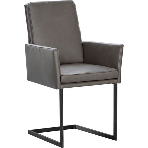 Armlehnstuhl K+W KOMFORT & WOHNEN, grau (granit 83, schwarz), B:55cm H:96cm T:64cm, Stühle, Armlehnstuhl, stabiles Hochkantrohr, Untergestell in Edelstahloptik oder schwarz