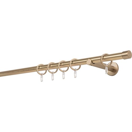 Gardinenstange MYDECO "20mm Cap Wandträger 12 cm", grau (messingfarben), L:200cm, Gardinenstangen, Gardinenstange