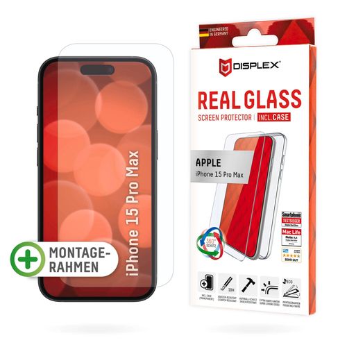 DISPLEX Displayschutzglas "Real Glass + Case", transparent, B:9,2cm H:1,2cm T:19,8mm, Displayfolien, Displayschutzfolie Displayschutz Rundumschutz 360 Grad splitterfest, Displayschutzglas