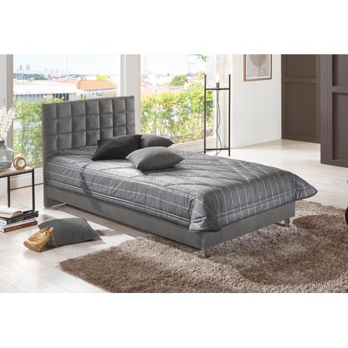 Polsterbett, grau (anthrazit), B:110cm L:210cm, Bezug Bett: Microfaser (100% Polyester);Bonnell-Federkernmatratze: 51% Polypropylen, 39% Polyester und 10% Baumwolle;Kaltschaummatratze: 100% Polyester, Bezug abnehm- und waschbar bis 60C, WESTFALIA SCHLAFKOMFORT, Betten, Polsterbett, in diversen Ausführungen