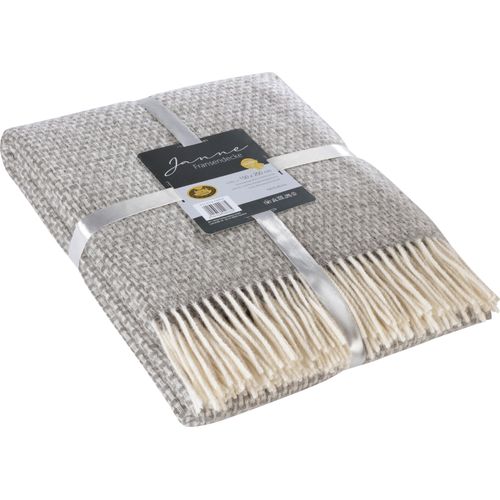 Wolldecke GÖZZE "Fransendecke Janne", silber, B:150cm L:200cm, Wolle, Wohndecken, Wolldecke, mit Fransen