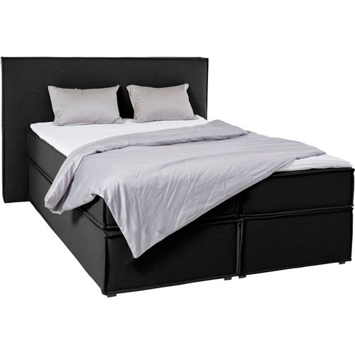 Boxspringbett "Yuma", grau (anthrazit), B:193cm L:213cm, 100% Polyester, LEGER HOME BY LENA GERCKE, Komplettbetten, Boxspringbett, incl. Topper, in 4 Breiten, 3 Matratzenarten und je 2 Härtegraden
