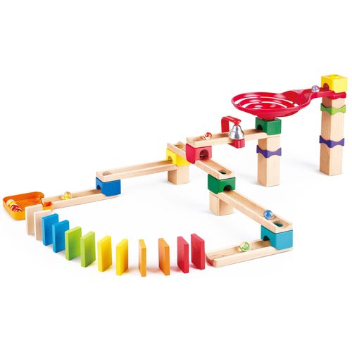 Kugelbahn HAPE "Zweispurige Murmelbahn mit Domino", bunt, Kugelbahnen, Baby, Holz, Kunststoff, Kugelbahn